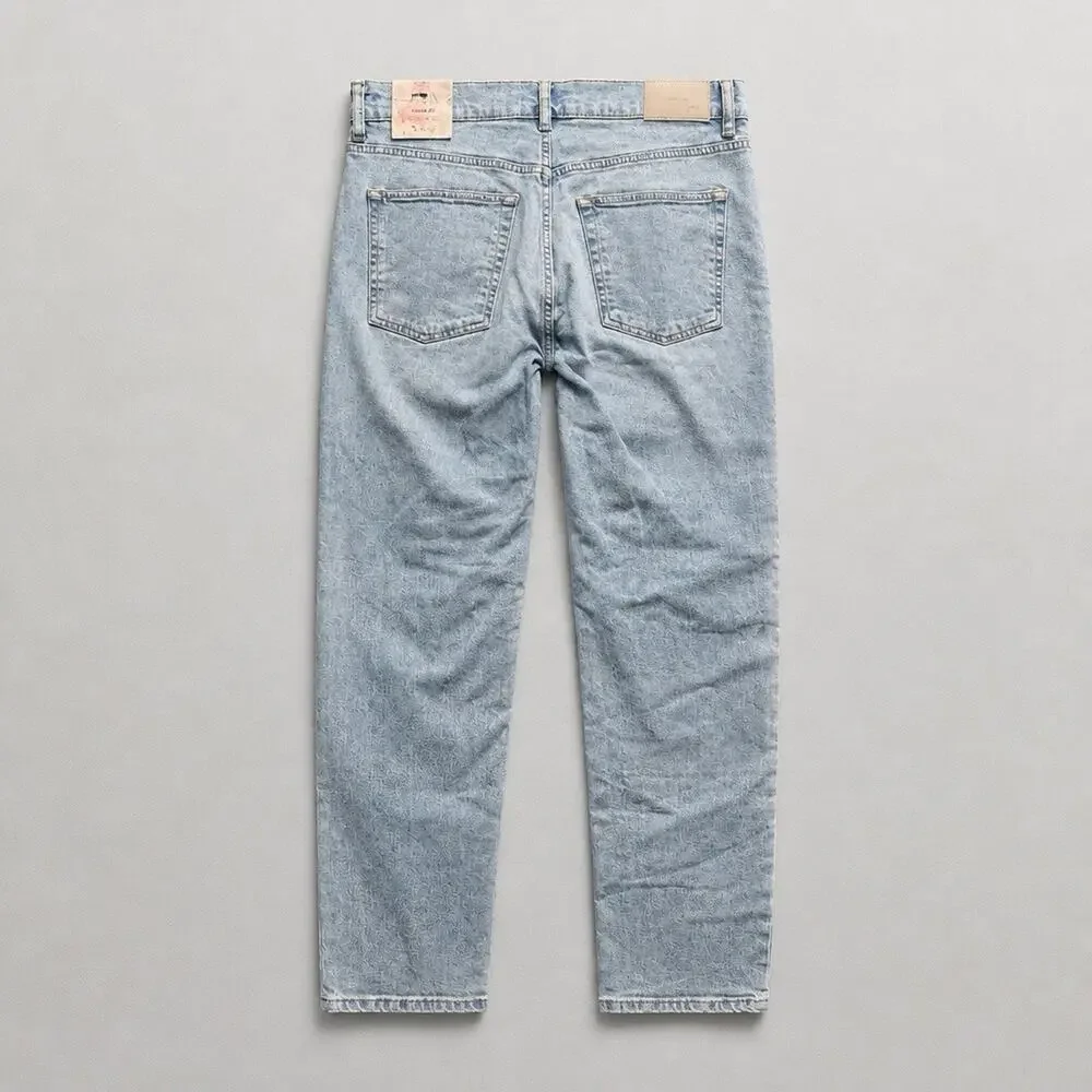 Zara Mid Waist Slim Thigh Tapered Leg Jeans Light Blue Wash Mens Size 32 READ